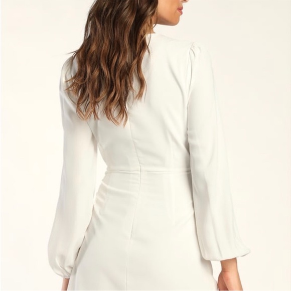 Lulu’s Believe it or Knot White Long Sleeve Tie-Front Slater Dress - Size L - Picture 3 of 7